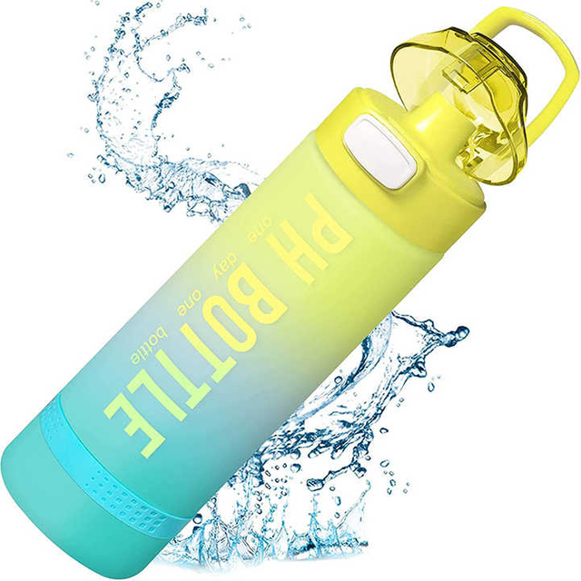 Custom Wholesale BPA Free Fitness Water Bottle Motivational Colorful 1000ml Straw Drinking Plastic Water Bottle With Time Marker