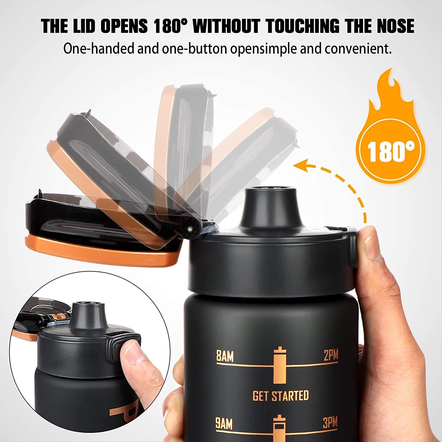 32oz Motivational Water Bottle with Time Marker & Chug Lid Leakproof BPA Free Tritan Wide Mouth