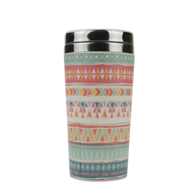 2019 New Reusable Bamboo Fiber Coffee Mug Stainless Steel Travel Coffee Cup