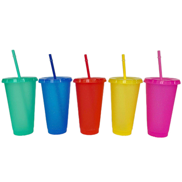 BPA Free Wholesale Custom Candy Color Frosted Texture Fashion Trend Practical Color Plastic Cup With Straw