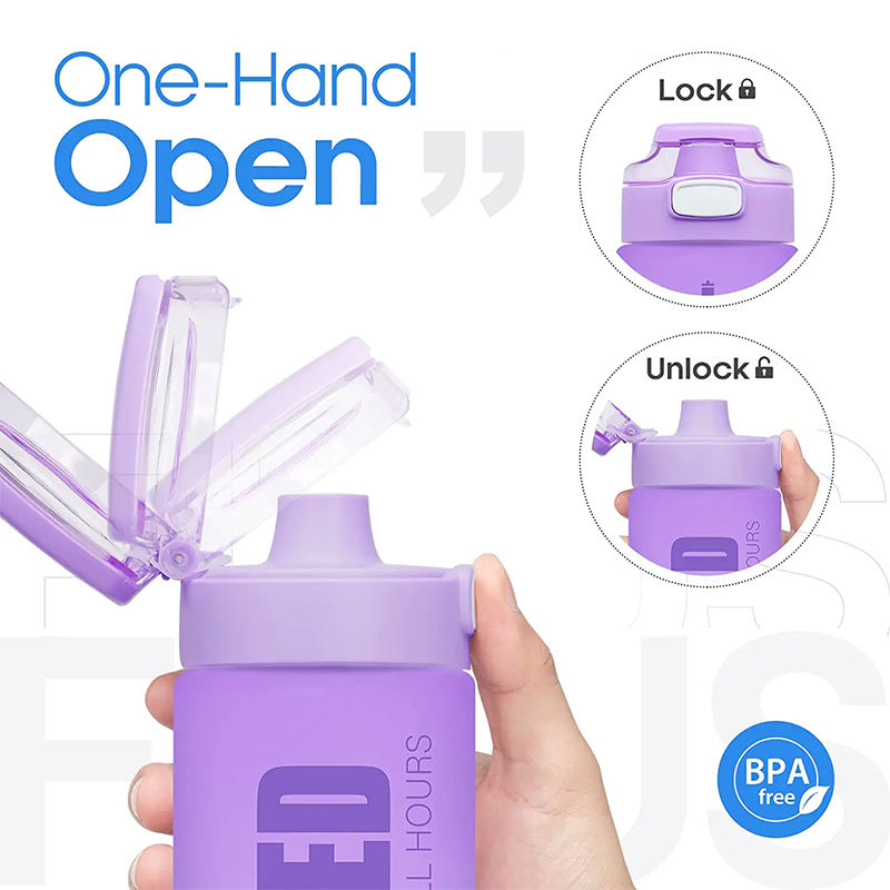 1000ml/32oz BPA-Free Fitness Plastic Gym Sports Motivational Water Bottle With Time Marker