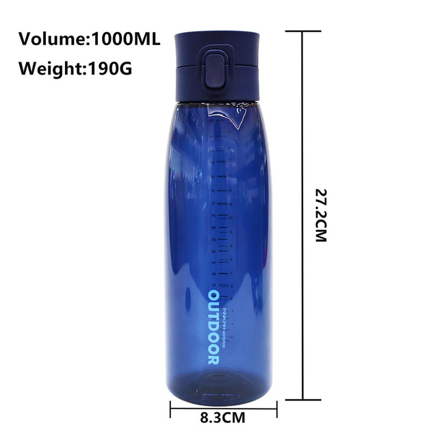 Hot Selling 100% BPA-Free Leakproof 1000ml Tritan Water Bottle with Carry Strap for Fitness Gym Camping Outdoor Sports