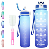 1L Popular Stcoked Customized Logo Motivational Sports Water Bottle Portable Plastic Water Bottle With Strap