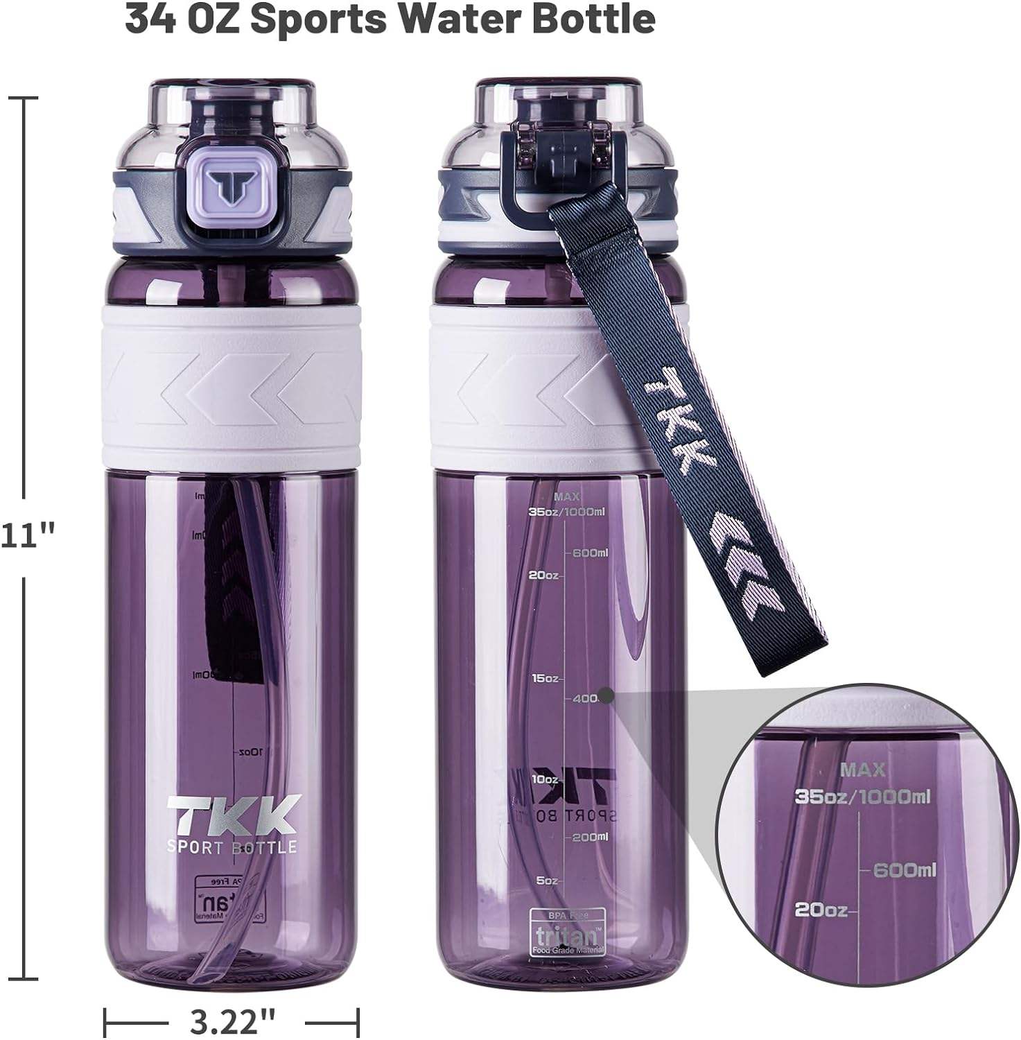 Minimum Wholesale Eco-Friendly New Tritan Plastics Waterbottle Factory Sports 1L Motivational Water Bottle