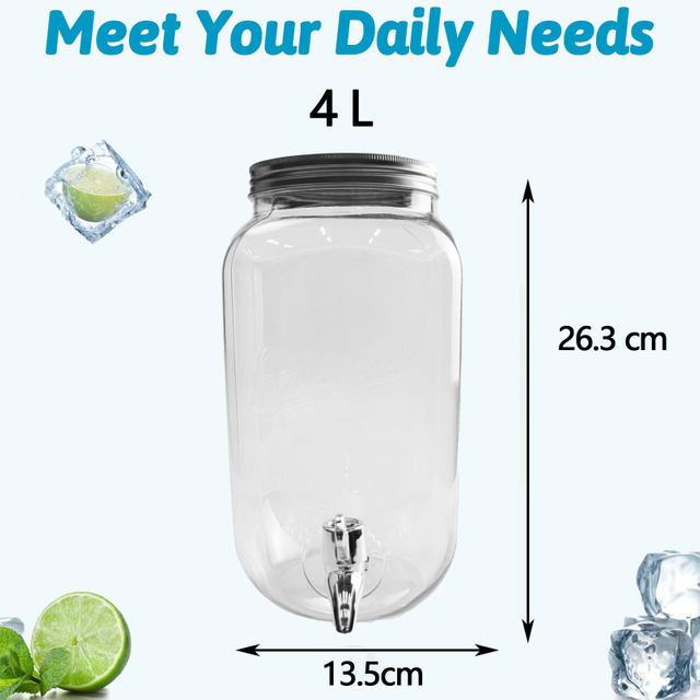 2024 New 4000ml Party Clear Plastic Drink Shot Water Dispensers Soda Beverage Juice Dispenser