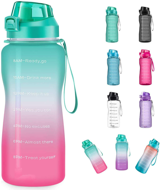 1 Gallon Water Bottle With Straw Time Marker Wide Mouth BPA-Free With Custom Logo for Fitness Large Gym Plastic Bottle