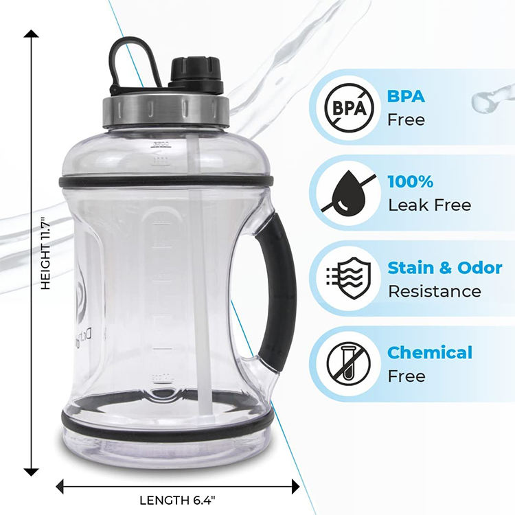 2.2L Gym/sport/camping Plastic Water Bottles with Handle Easy Carry Camouflage Sleeve Are Available in Stock