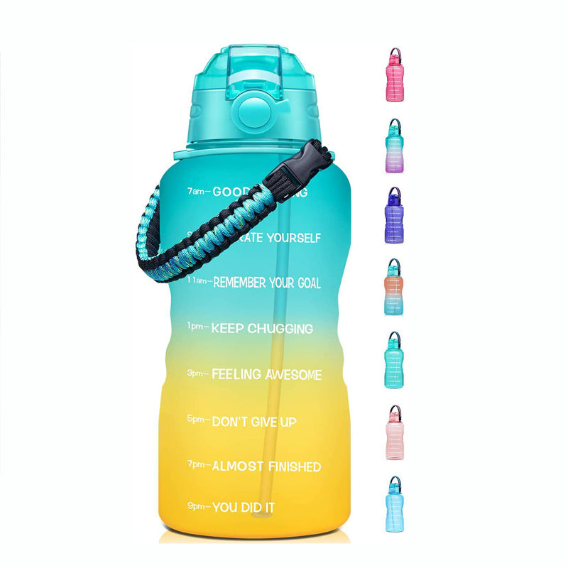 64OZ 1 Gallon 128 OZ Straw Motivational Time Marker Reminder Sports Water Bottle for Camping Workouts Outdoor Activity
