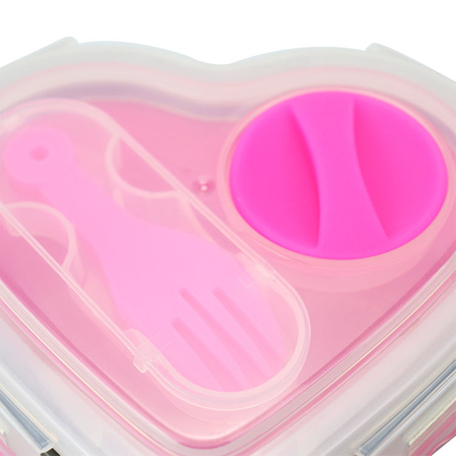 Silicone Bento Container BPA Free Food Storage Organizer Leakproof Heart Shape Lunch Box With Fork and Spoon
