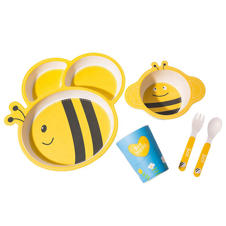 BPA Free Biodegradable Children Bamboo Fiber Dinner Set
