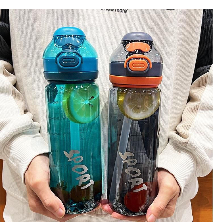 2024 Garrafa De Agua Esportiva Plastic Sport Fruit Water Bottle With Straw