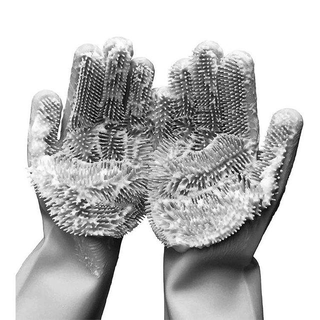Wholesale Multifunction Silicone Reusable Dishwasher Rubber Scrubbing Kitchen Gloves Dish Washing Tools