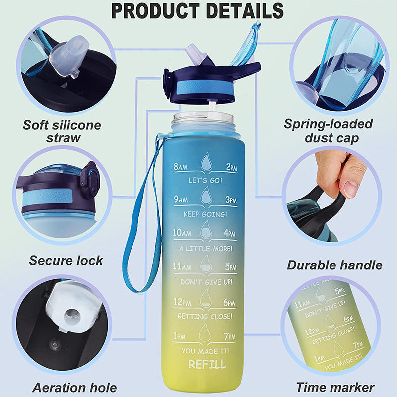 Customized 600ml 20 OZ 1000ml 34oz 1L 2019 Hot Product Tritan Sport BPA Free Plastic Frosted Water Bottle