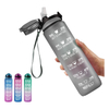 1L 32oz Custom Plastic Straw Strainer Filter Gym Sports BPA Free Tritan Motivational Water Bottle With Time Marker