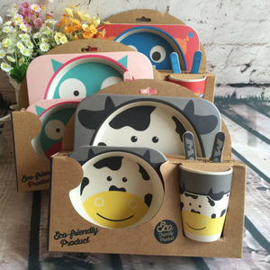Customized Bamboo Fiber Tableware Children Baby Feeding Set Plate Cartoon Bowls for Baby