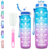 Wholesale Gradient Gym Bottle 1L BPA Free Sports Motivational Drink Bottle Plastic Water Bottles with Time Marker