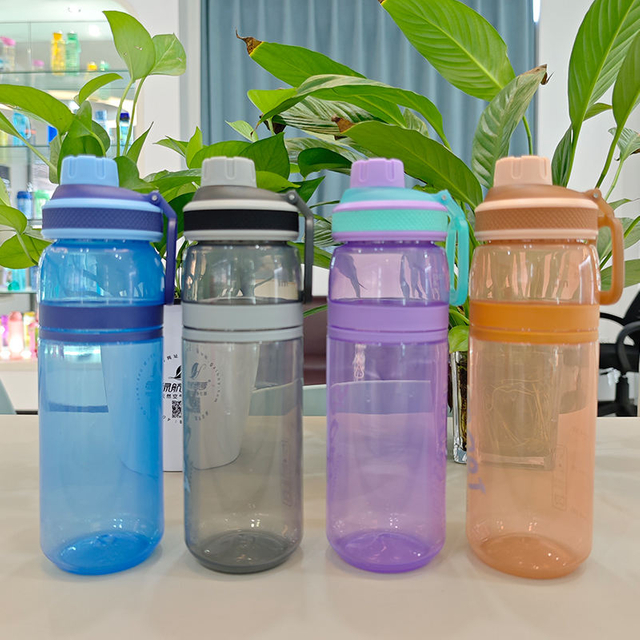 750Ml Portable Clear Colorful Plastic Wide Mouth Sports Water Bottle Direct Drinking With Handles