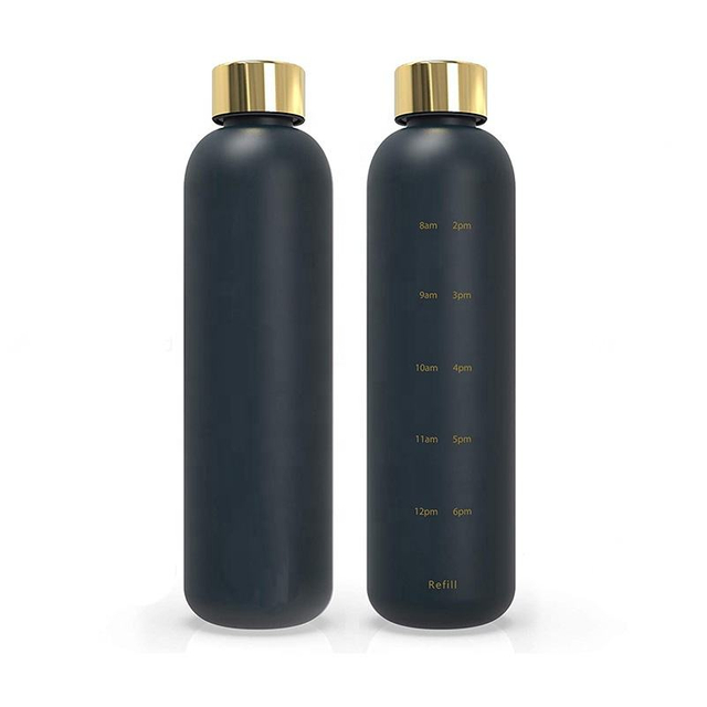 Cheap BPA FREE Plastic 1L Motivational Water Bottle with Time Marker Reminder