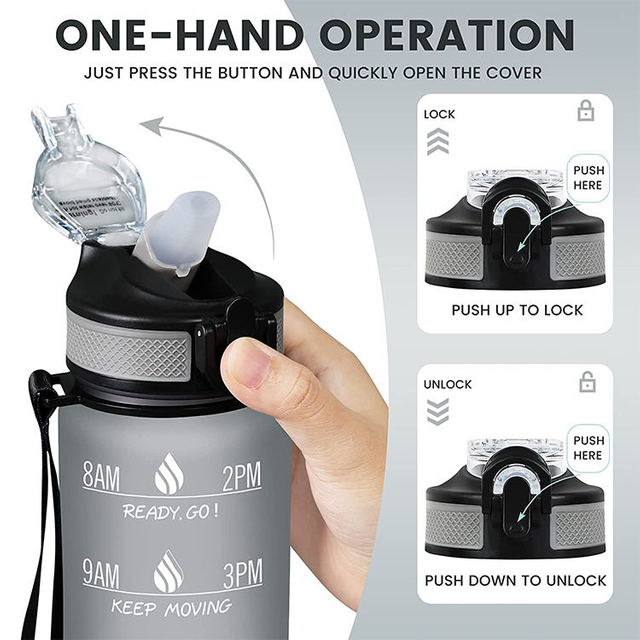 32oz 1L Tritan PCTG BPA Free Gym Gallon Custom Sport Motivational Plastic Water Bottle with Straw Time Marker Custom logo