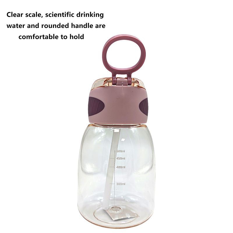 High Quality 600Ml Custom Reusable Children'S Clear Plastic Drinking Water Bottles With Straw