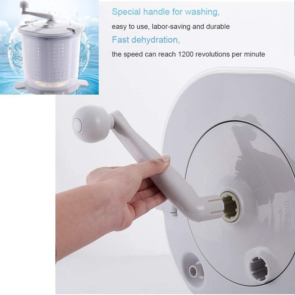 Manual Washing Machine Portable Hand Cranked Manual Clothes Non-Electric Washing Machine and Spin Dryer, Counter Top Washer/Dry