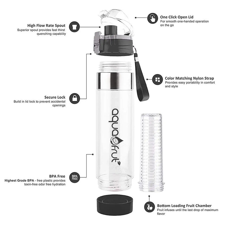 Wholesales 700 ml Customization Bpa Free Plastic Tea Strainer Sport Bottle Fruit Infuser Water Bottle