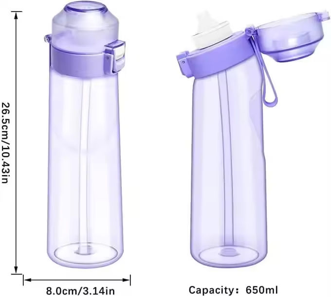 Custom Logo 650Ml Plastic Tritan Gym Sports Flavour Air Scent Fruit Flavor Drink Bottle Flavored Water Bottle With Flavor Pod
