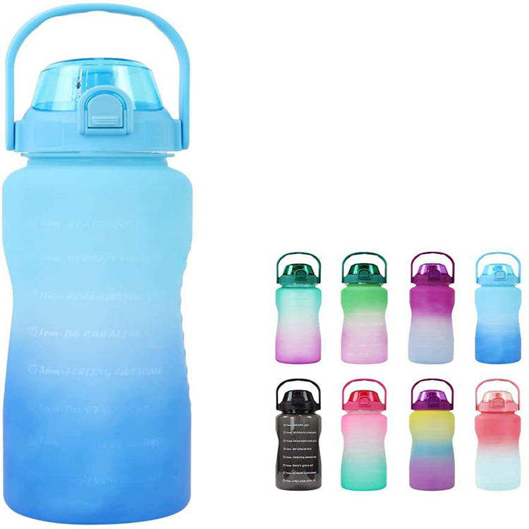 2200Ml Wide Mouth Portable Large Capacity Fancy Motivational Plastic Gym Sports Water Bottle Bottles for Adults