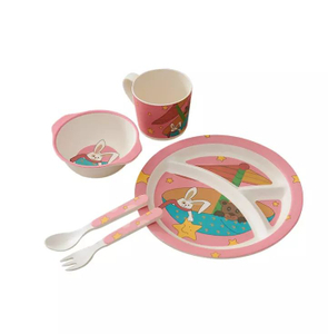 Reusable Bamboo Fiber Baby Plates Set Tableware Set