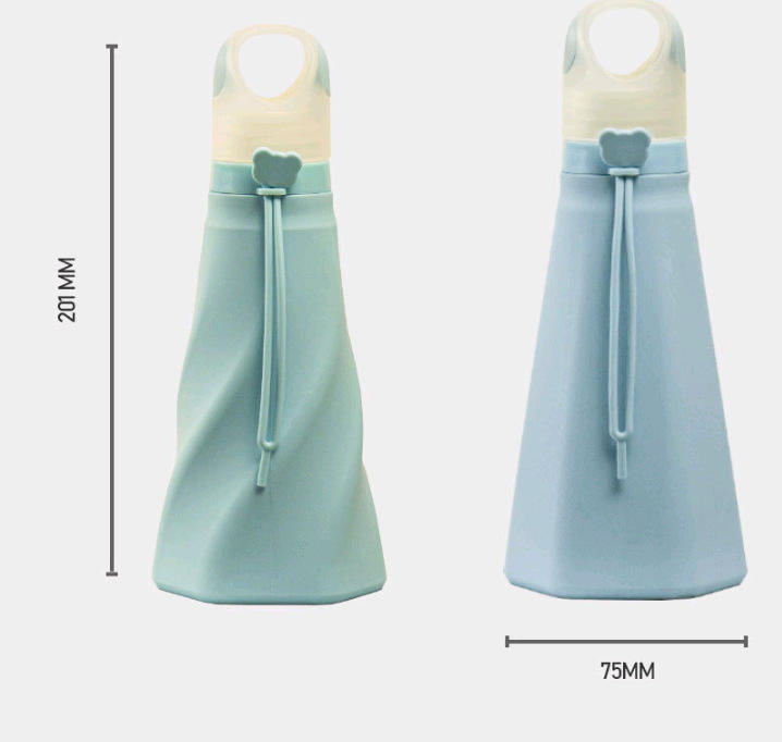 500Ml Outdoor Sport Colorful Kawaii Cute Silicone Portable Foldable Water Bottle With Strap Handle