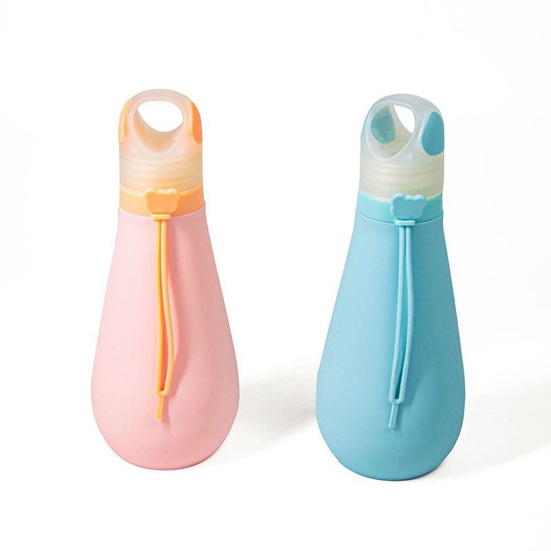 Oem 500Ml Direct Drinking Colorful Cute Collapsible Foldable Silicone Water Bottle for Girls