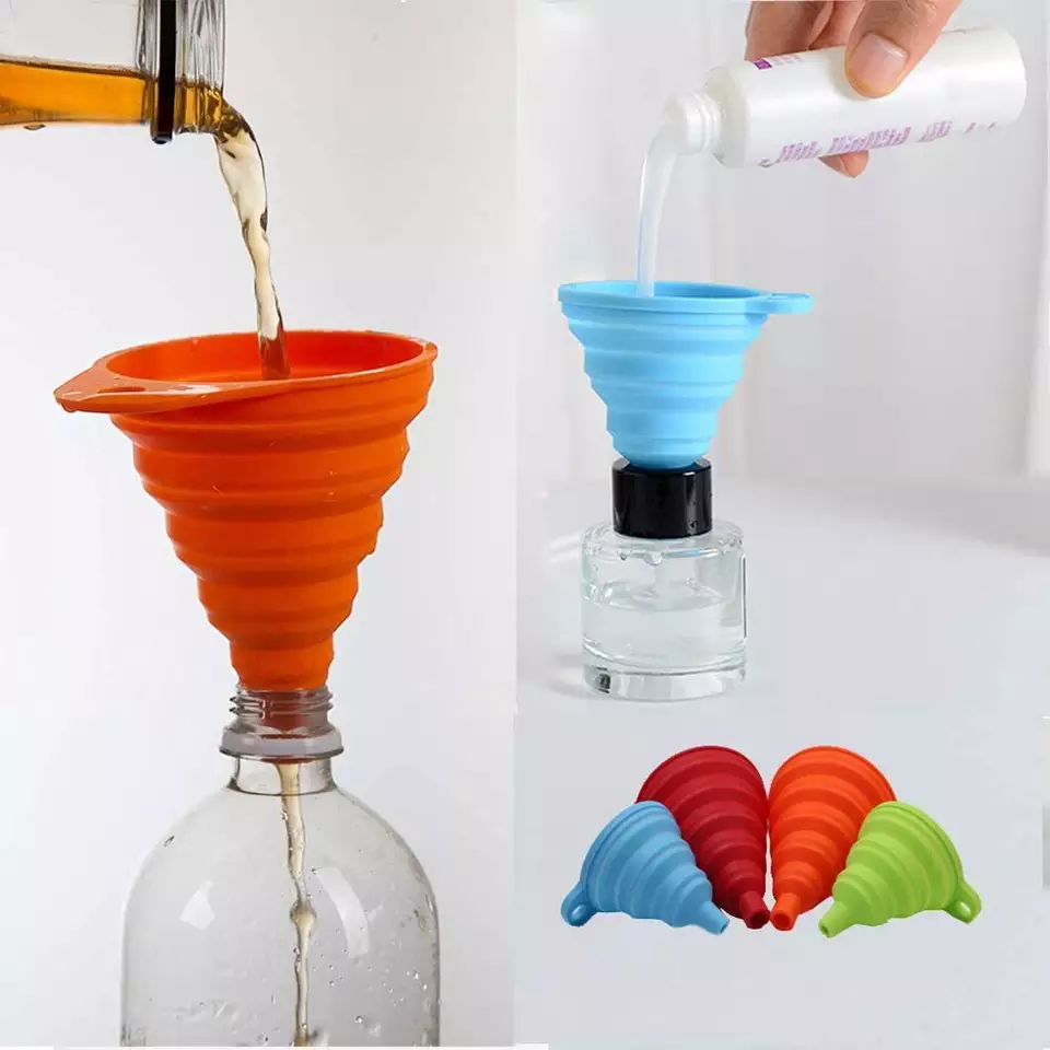 Mini Foldable Kitchen Gadgets Silicone Retractable Mouth Funnels Liquid Oil Water Wine Funnel Filling Tool
