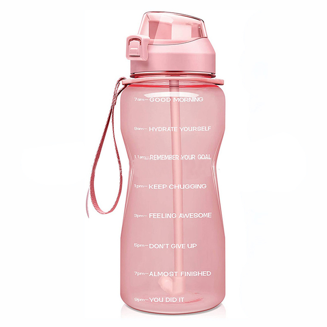 2022 64oz Half Gallon Motivational Water Bottle with Time Marker BPA Free Water Jug