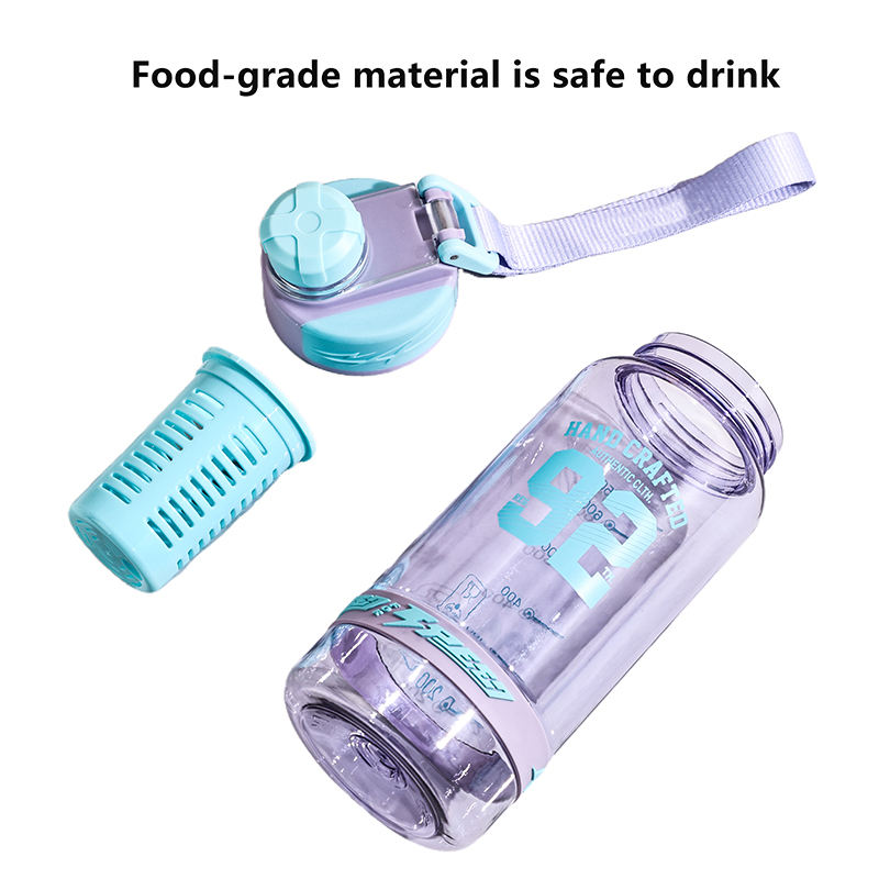 750Ml Wide Mouth Portable Transparent Plastic Sports Water Bottle With Straw Fruit Infuser Custom Logo