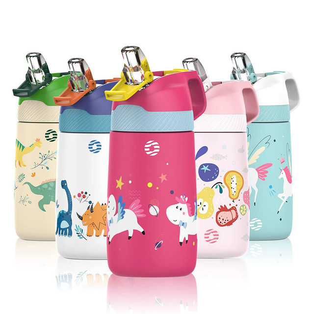 500ml Bpa-Free Plastic Water Bottle Straw Drink Cute Design Water Bottle for Children Kids School