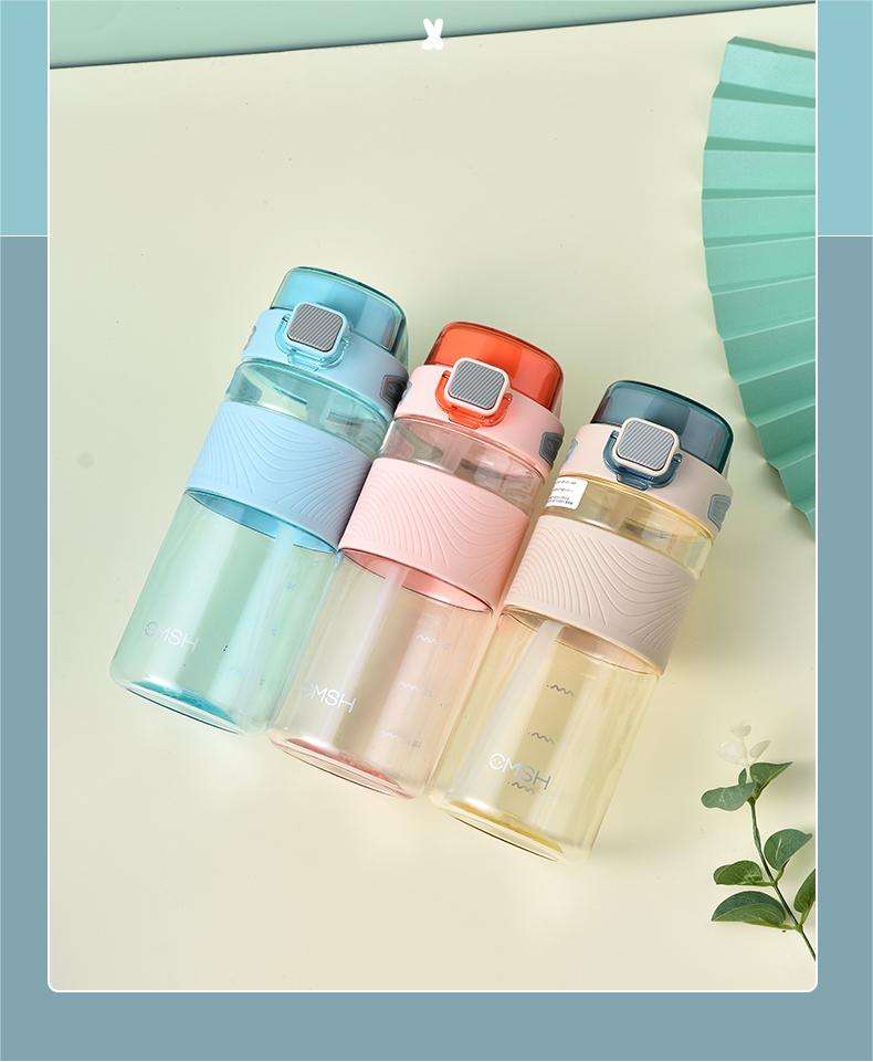 Custom BPA Free Plastic Sport Water Bottle with Chug Lid & Straw with Silicone Sleeve Outdoor Water Bottle