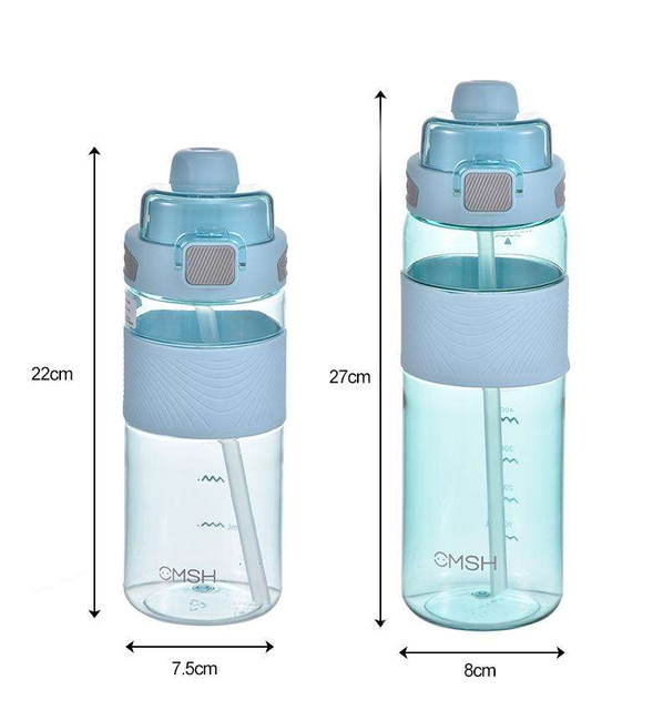 Custom BPA Free Plastic Sport Water Bottle with Chug Lid & Straw with Silicone Sleeve Outdoor Water Bottle