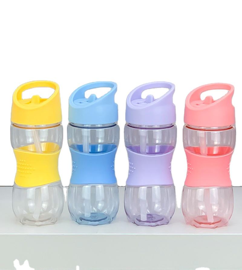 400ml Minimalist Custom Wholesale Student School Sports Running Candy Colored Plastic Drinking Sippy Bottle With Handle