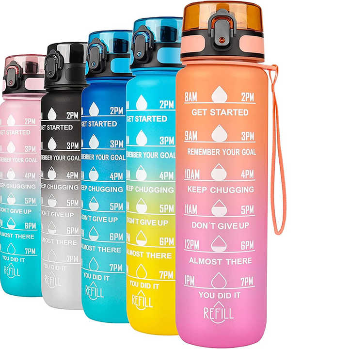 New Design BPA Free 1000ML Plastic High Quality Tritan Gym Sports Motivational Water Bottle with Custom logo