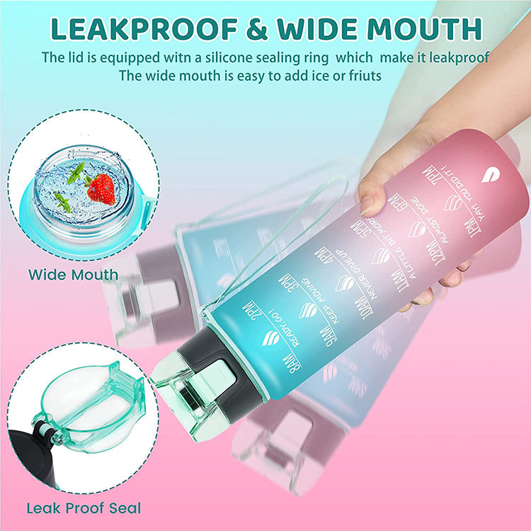 Wholesale Eco Friendly Plastic Water Bottle Custom Motivational Sublimation Bpa Free 32oz Reusable Gym Gallon Sport Water Bottle