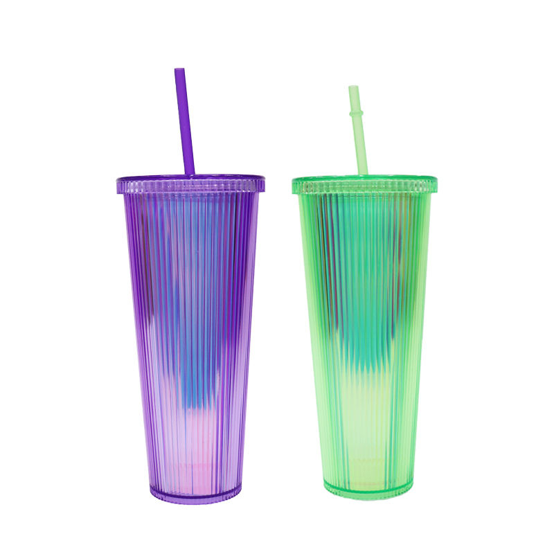 24oz Durian Glitter Glow in Dark Matte Laser Double Wall Plastic Cold Cup Tumbler