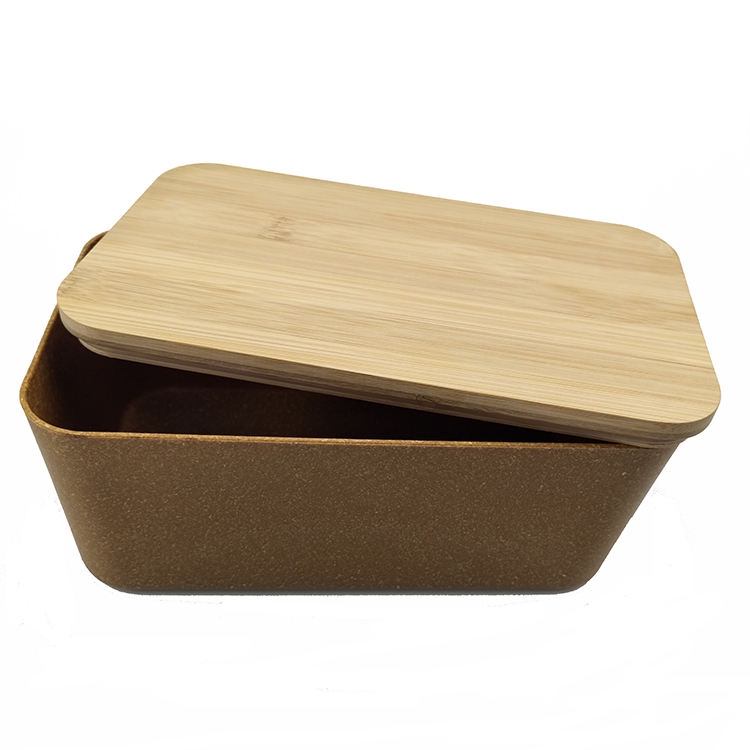 Eco Friendly 1-layer Storage Food Corn Fiber Lunch Box With Bamboo Lid