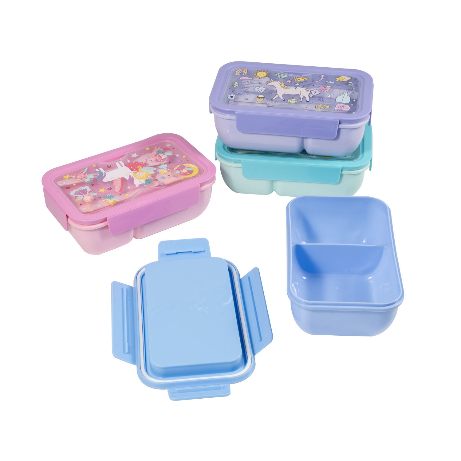 1000ML Lunch Box PP Material with Forks and Spoons Beautiful Design Food Grade Children Bento Box Gift Box