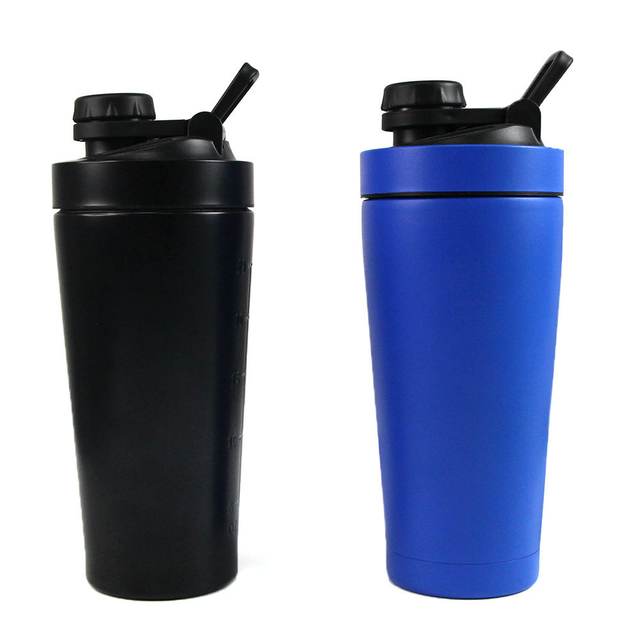 750ml Gym Fitness Stainless Steel Bottle with Strainer Protein Powder Mixing Insulation Shakers Bottle