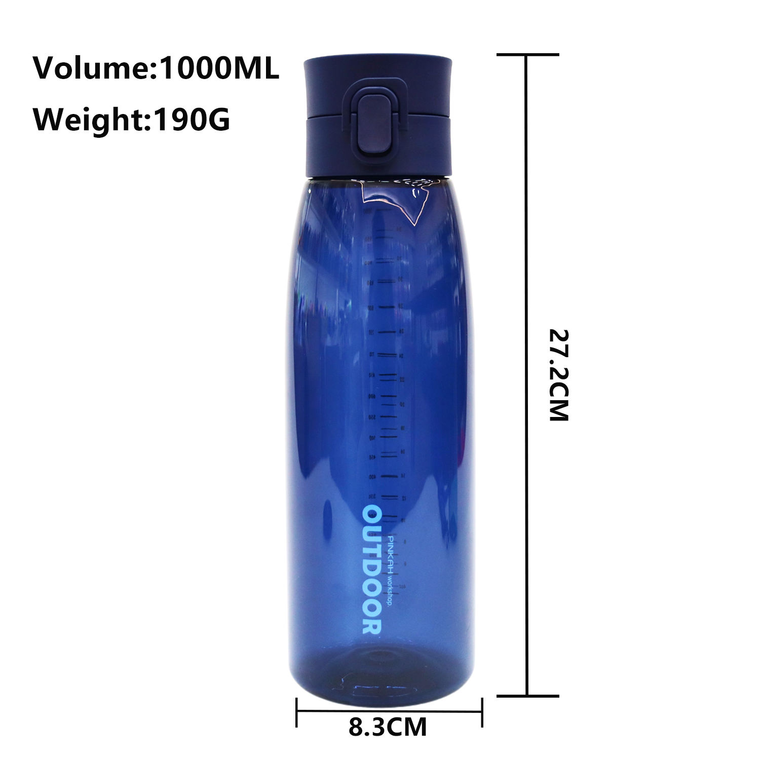 Large Capacity 34oz Sports and Fitness Plastic Water Cup with a High Appearance Level and a Carrying Handle