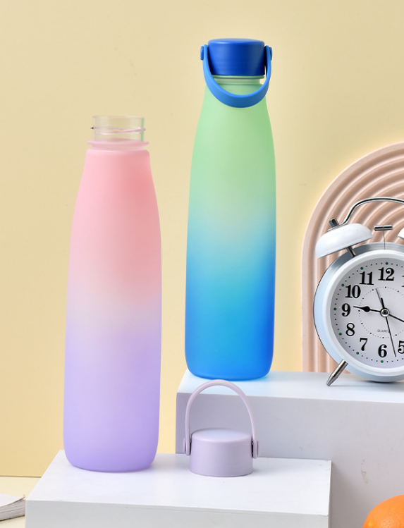 1000ML Gradient Leakproof Colorful Portable Gym Girls Water Bottle with Handle