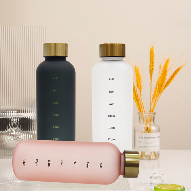 Wholesale Plastic Water Bottle with a Frosted Texture 500ml Capacity and Scales With Stainless Steel Lid