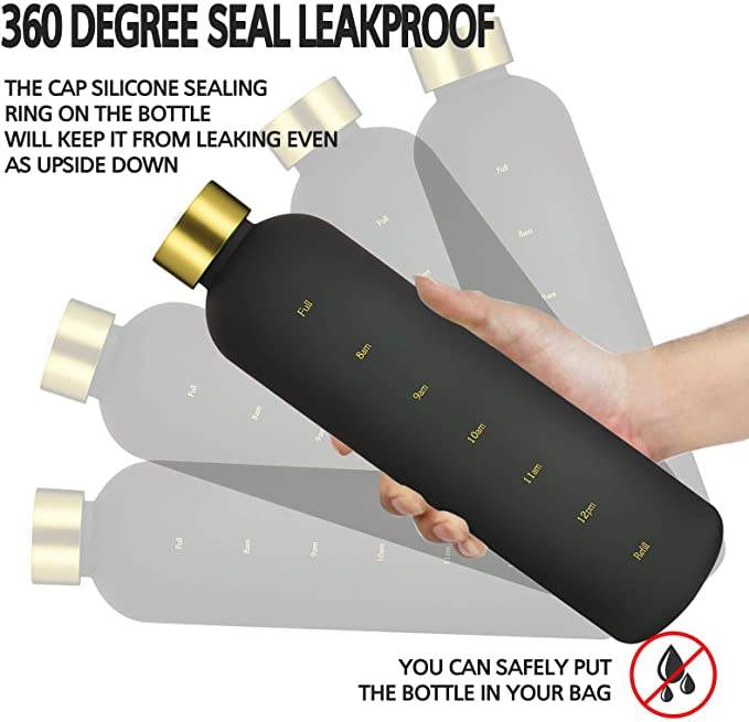 1L BPA Free Custom Logo Time Marker Sport Frosted Plastic Tritan 32OZ Motivational Water Bottle
