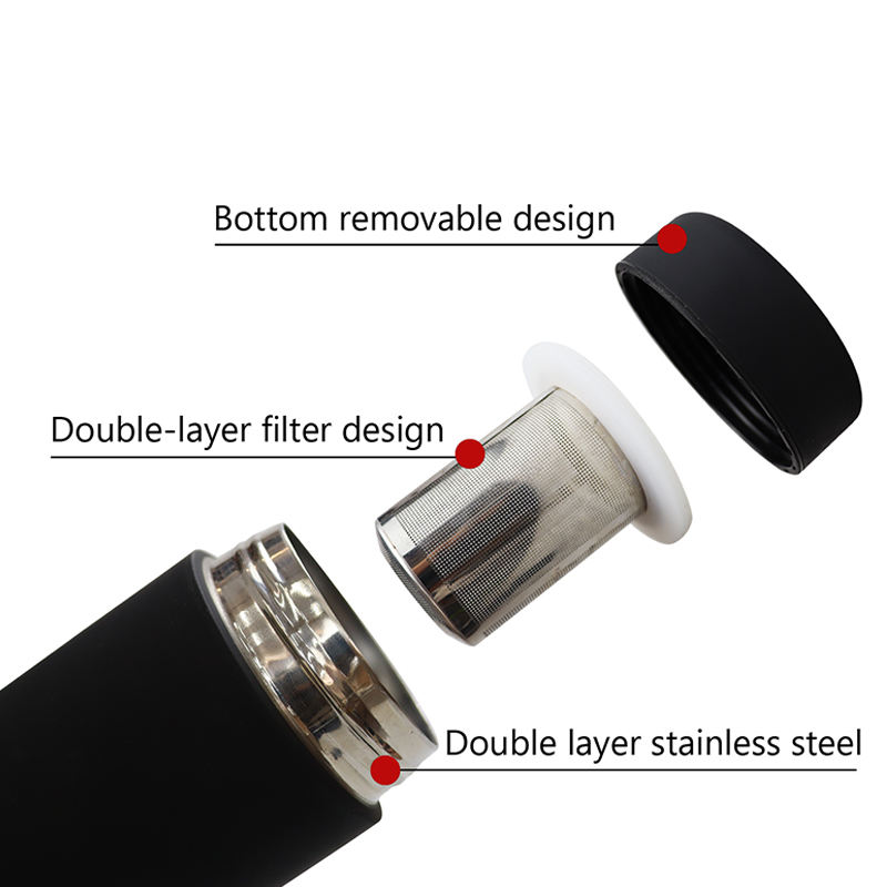 500ml Portable Custom Logo Stainless Steel Insulated Vacuum Flask Fruit Infuser Water Bottle With Rope Handle