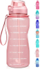 Large Half Gallon 64oz Leakproof Tritan BPA Free Motivational Water Bottle with Time Marker
